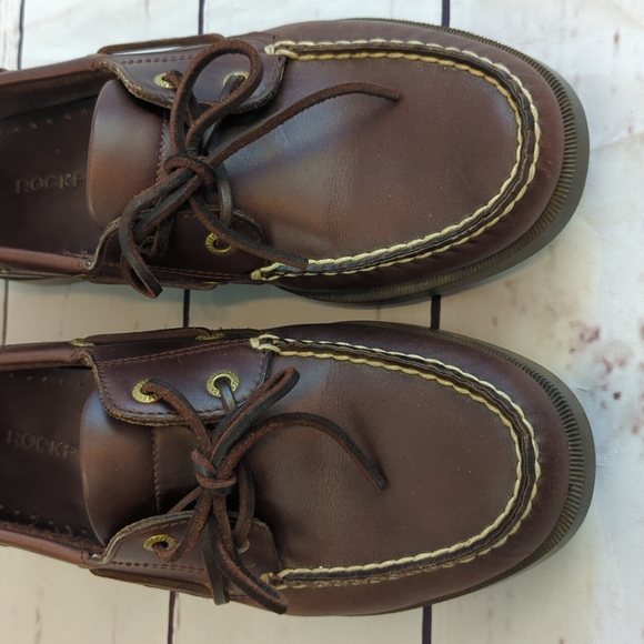 Rockport Shoes Rockport Perth Boat Deck Shoes Dark Brown Leather